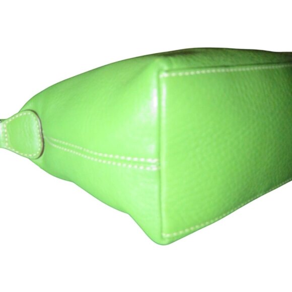 Coach Green Pebble Leather Top Handle Baguette Sufflette Bag & Hangtag - Picture 10 of 15